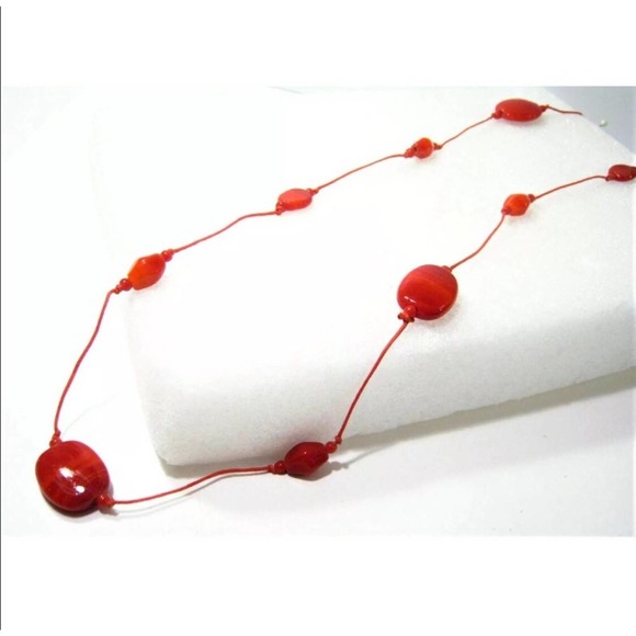 Striped Agate hand-knotted BOHO Hippie Casual style Corded Necklace 30 inch - Picture 3 of 3